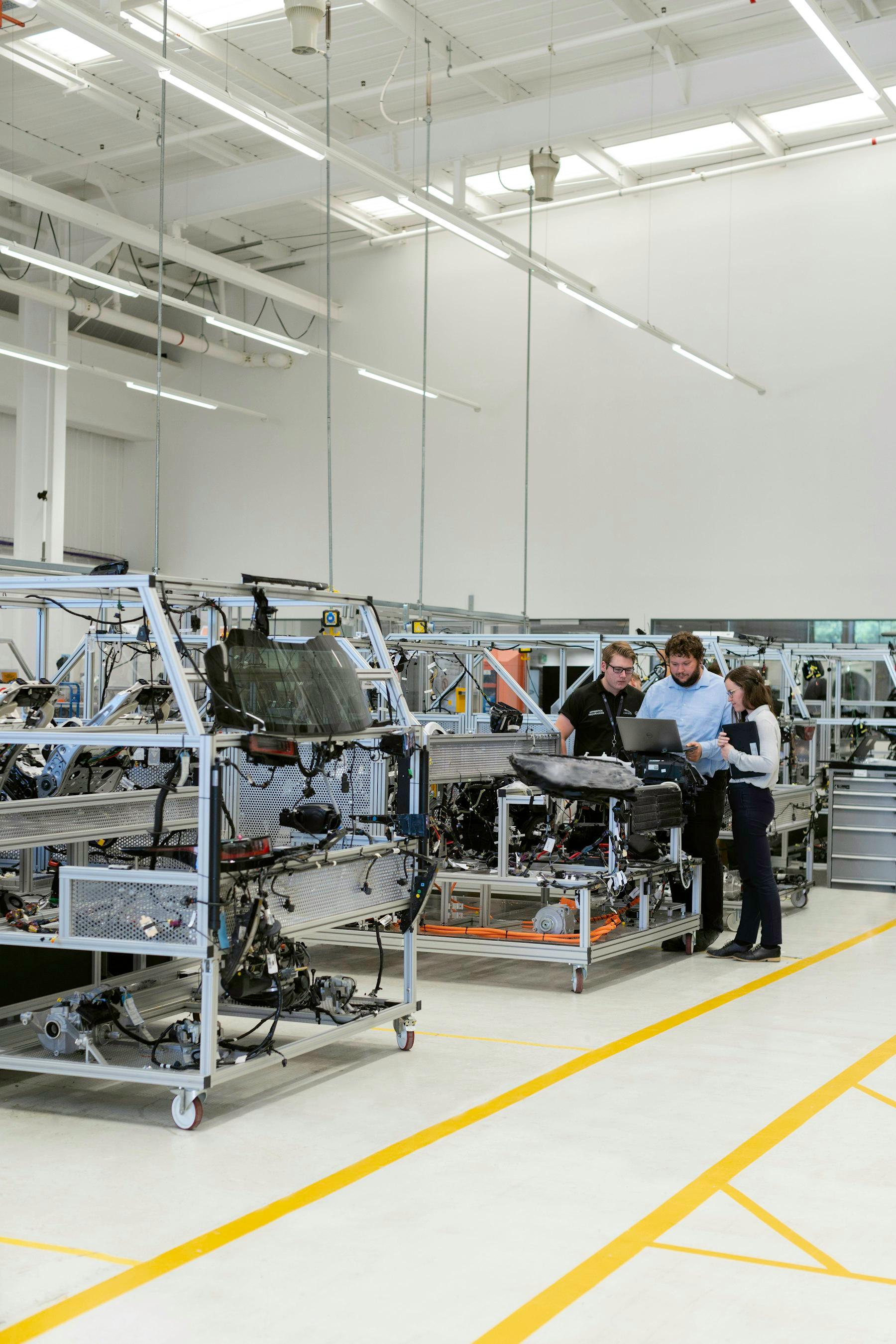 An engineer working at a production line